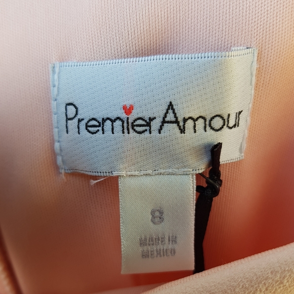 Primier Amour Pink Bodycon Off-shoulder Sleeves Dress w/slit - Picture 7 of 8